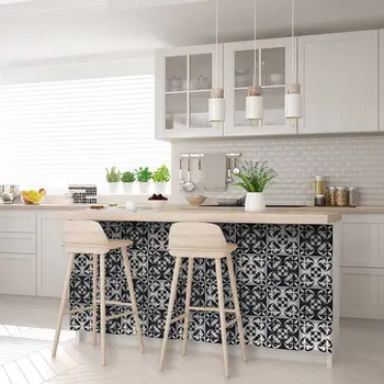 12" X 12" Black and White Quatro Peel and Stick Removable Tiles