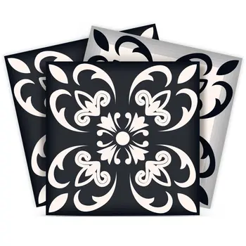 12" X 12" Black and White Quatro Peel and Stick Removable Tiles