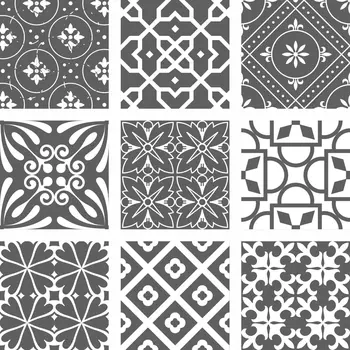 12" X 12" Gray and White Mosaic Peel and Stick Removable Tiles