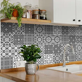 12" X 12" Gray and White Mosaic Peel and Stick Removable Tiles