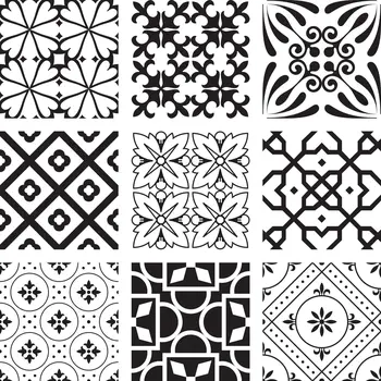 12" X 12" Black and White Mash Peel and Stick Removable Tiles
