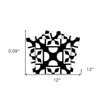 12" X 12" Black and White Coli Peel and Stick Tiles