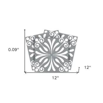 12" X 12" Gray and White Spire Peel and Stick Removable Tiles