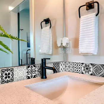 12" X 12" Black White and Gray Bella Peel and Stick Tiles