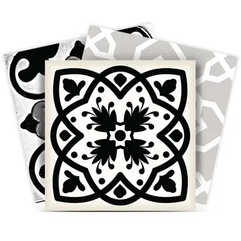 12" X 12" Black White and Gray Bella Peel and Stick Tiles