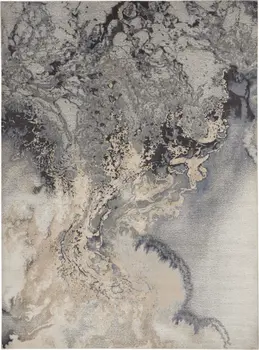 9' X 13' Gray Black and Ivory Abstract Area Rug