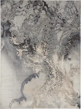 9' X 12' Gray Black and Ivory Abstract Area Rug