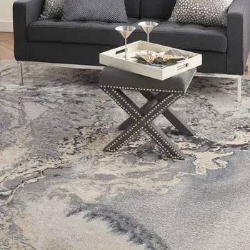 10' X 14' Gray Beige and Ivory Abstract Area Rug