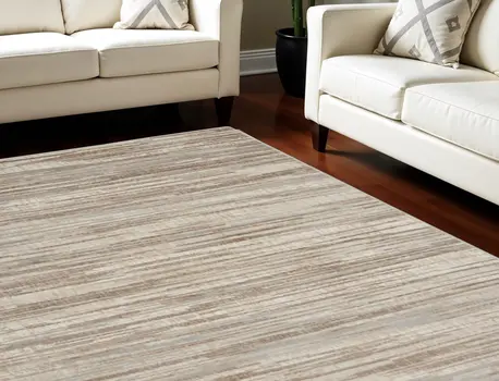 9' X 12' Ivory and Gray Abstract Non Skid Area Rug