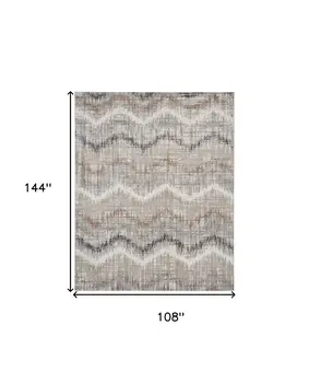 9' X 12' Ivory Gray and Brown Abstract Non Skid Area Rug