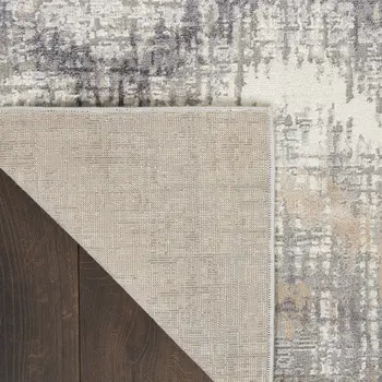 9' X 12' Ivory Gray and Brown Abstract Non Skid Area Rug