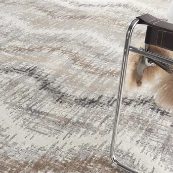 9' X 12' Ivory Gray and Brown Abstract Non Skid Area Rug
