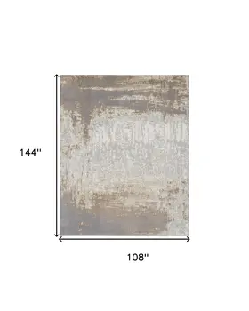 9' X 12' Gray and Ivory Abstract Non Skid Area Rug
