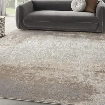 9' X 12' Gray and Ivory Abstract Non Skid Area Rug