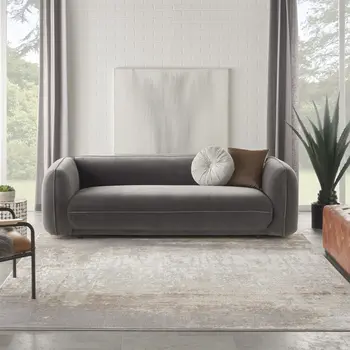 9' X 12' Gray and Ivory Abstract Non Skid Area Rug