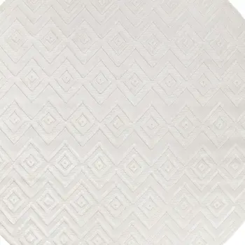 10' Ivory And White Round Geometric Indoor Outdoor Area Rug