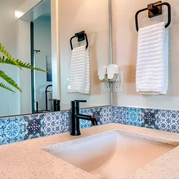 12" X 12" Mediterranean Blues Mosaic Peel and Stick Tiles