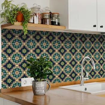 12" X 12" Agean Blue and Green Peel and Stick Tiles