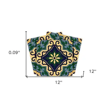 12" X 12" Agean Blue and Green Peel and Stick Tiles