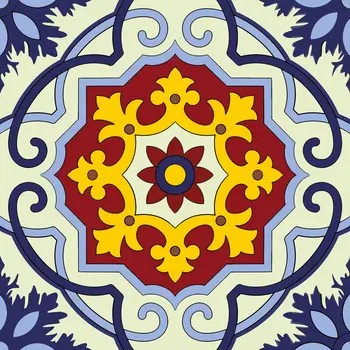12" X 12" Blue And Yellow Mosaic Peel And Stick Removable Tiles