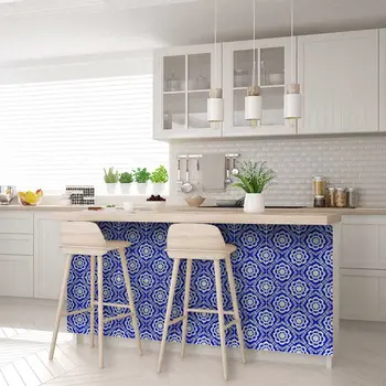 12" X 12" Blue And White Gerbera Peel And Stick Removable Tiles