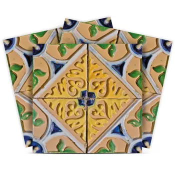 12" X 12" Yellow Blue Provence Peel and Stick Removable Tiles