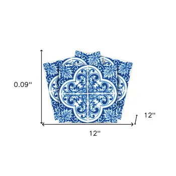 12" X 12" Blue and White Cross Peel And Stick Tiles