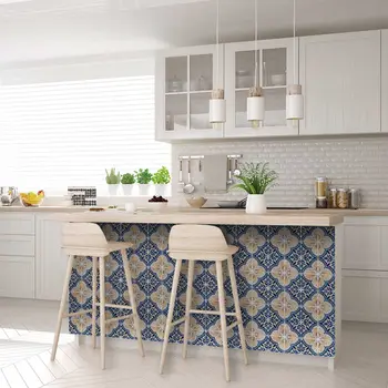 12" X 12" Blue and Yellow Nelly Peel And Stick Removable Tiles
