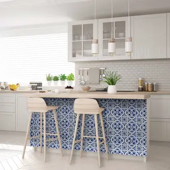 12" X 12" Blue Mia Gia Peel And Stick Removable Tiles