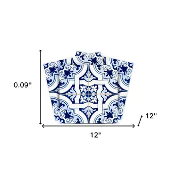 12" X 12" Blue Mia Gia Peel And Stick Removable Tiles