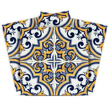 12" X 12" Blue and Yellow Neutral Gina Peel And Stick Removable Tile