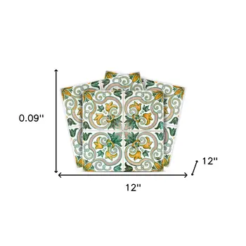 12" X 12" Green Yellow Melo Peel and Stick Tiles