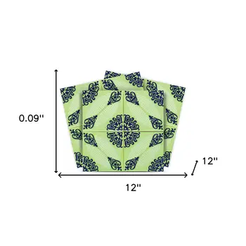 12" X 12" Green Aegean Orb Removable Peel and Stick Tiles
