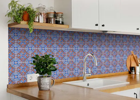 12" X 12" Blue Rust Zio Removable Peel and Stick Tiles