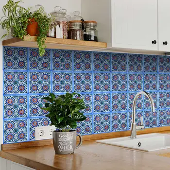 12" X 12"  Blue and Green Augustine Removable Peel and Stick Tiles