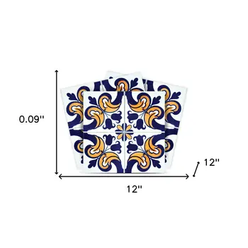 12" X 12" Blue Mikos Removable Peel and Stick Tiles