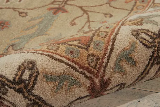 3' X 4' Ivory Sage and Tan Wool Floral Area Rug