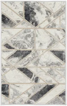 2' X 3' Ivory and Gray Geometric Non Skid Area Rug
