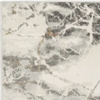 2' X 3' Ivory and Gray Abstract Non Skid Area Rug