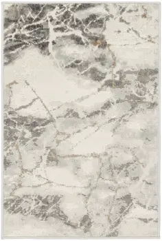 2' X 3' Ivory and Gray Abstract Non Skid Area Rug