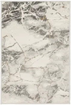 2' X 3' Ivory and Gray Abstract Non Skid Area Rug