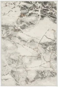 2' X 3' Ivory and Gray Abstract Non Skid Area Rug