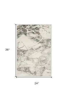 2' X 3' Ivory and Gray Abstract Non Skid Area Rug