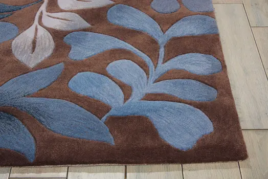 4' X 6' Brown Botanical Leaves Area Rug