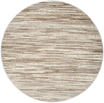 5' Ivory and Gray Abstract Non Skid Round Rug