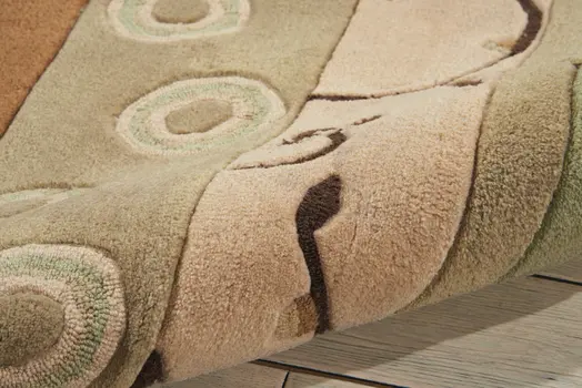 7' X 9' Black Gray and Tan Floral Vines Area Rug