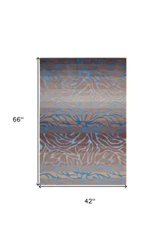 4' X 6' Gray and Blue Abstract Area Rug