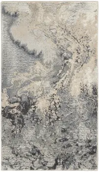 2' X 4' Gray Beige and Ivory Abstract Area Rug