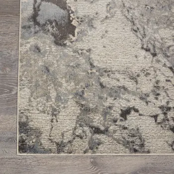 2' X 4' Gray Beige and Ivory Abstract Area Rug