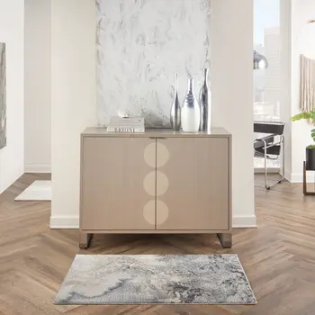 2' X 4' Gray Beige and Ivory Abstract Area Rug
